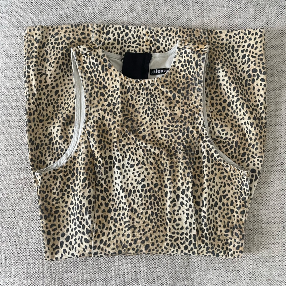 Alexander wang leopard mini shift denim dress